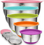 Wildone Mixing Bowls with Airtight Lids Set, with Grater Attachments & Non-Slip by Wildone