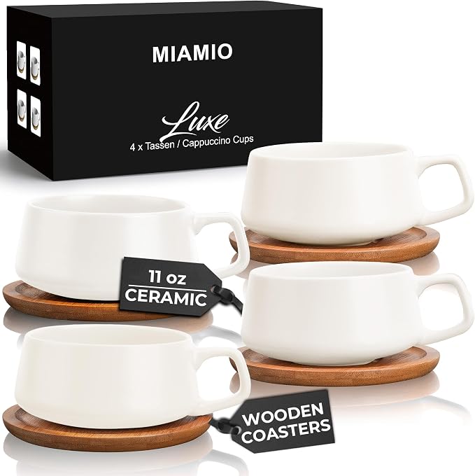 MIAMIO - Cappuccino Cup Set of 4, Wide - Luxe | Ceramic cappuccino cups and by MIAMIO
