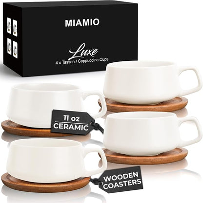 MIAMIO - Cappuccino Cup Set of 4, Wide - Luxe | Ceramic cappuccino cups and by MIAMIO