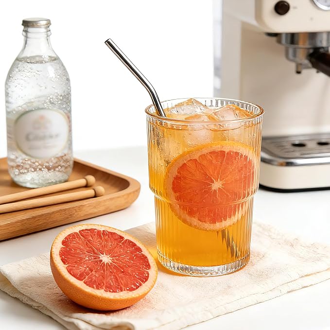 6 Pack 13oz Ribbed Glass Tumbler - Image 4