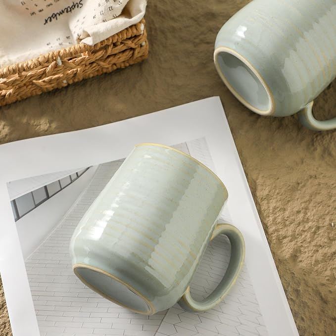 HASENSE Porcelain Coffee Mugs Set of 4, 15 Oz Reactive Glaze Coffee Cups - Image 7