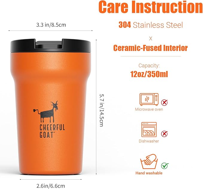 CHEERFUL GOAT Insulated Coffee Mug – Stainless Steel Travel Coffee Tumbler - Image 3