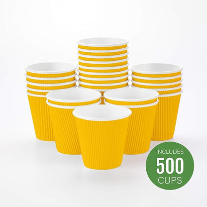 Restaurantware 8 Ounce Double Wall Disposable Coffee Cups, 500 Insulated Yellow - Image 2