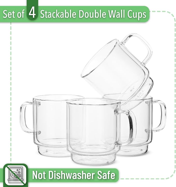 BTaT- Double Walled Stackable Espresso Cups, 5 oz, Double Wall Insulated - Image 2