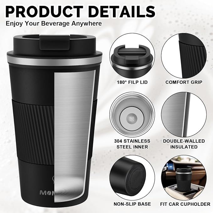 MOMSIV 17oz Travel Coffee Mug, Insulated Coffee Cup - Image 5