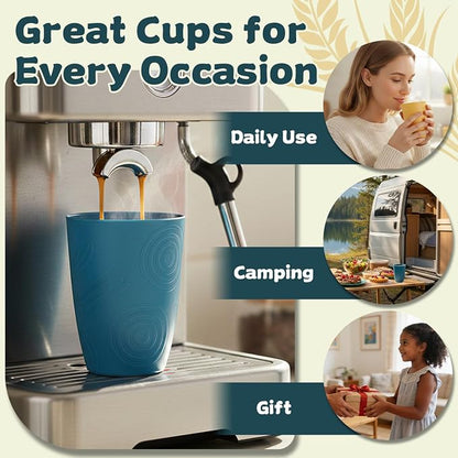 Wrova Wheat Straw Cups Set of 8, 12oz Kids Cups Unbreakable Drinking Cups - Image 6