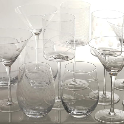 Etched Stemless Wine Glasses for Red or White Wine (Set of 4), 18-Ounces, Large Wine Glasses for Cabernet, Pinot Noir, Burgundy, Bordeaux, Clear, Etched