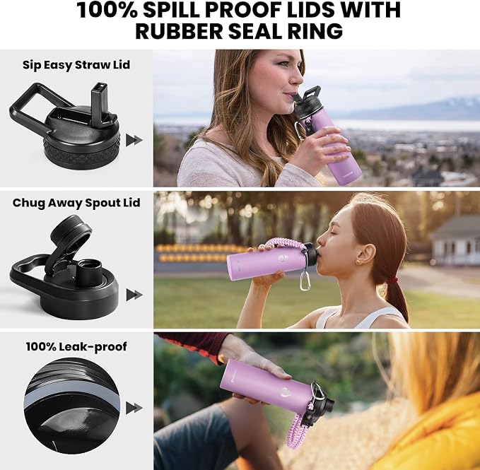 RAYMYLO Insulated Water Bottle 20 oz, Triple Wall Vacuum Stainless Steel | - Image 3