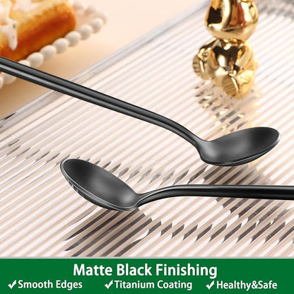 7.95 Inch Matte Black Iced Tea Spoons, SS18/10 Satin Black Long Handle Iced - Image 4