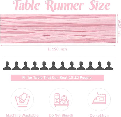 6 Pieces Pink 10FT Cheesecloth Table Runner Boho Gauze Fabric Table Runner - Image 4