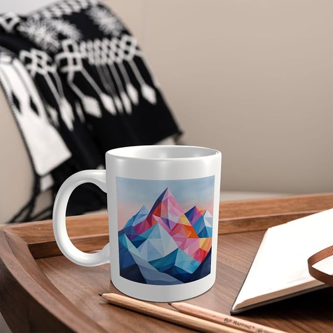 Abstract Minimalistic Mountain Range Ceramic Cup, Elegant Coffee Mug Tee - Image 2