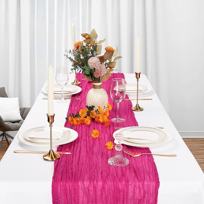 12 Pack Hot Pink Table Runner Cheesecloth 10Ft Gauze Cheese Cloth Table Runner - Image 3