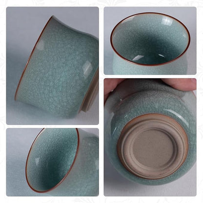 KAMMAK Japanese Tea Cups, 3.2 Oz Small Handmade Ceramic Teacups, Loose Leaf and - Image 4