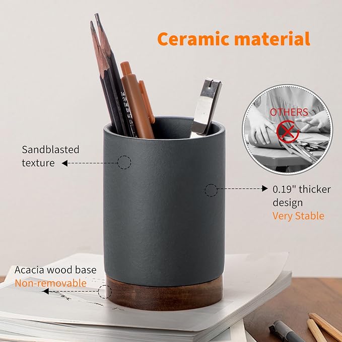 Ceramic Pen Holder for Desk, Pencil Cup, | Organizer and Makeup Brush Holder - Image 5