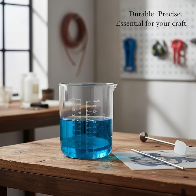 1000 mL Plastic Beaker, Shatter-Resistant Polypropylene Measuring Cup - Image 3