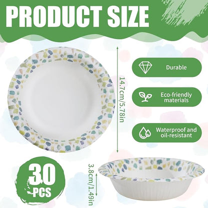 30 Count 8oz Paper Bowls, Disposable Bowls Microwaveable, Soak Proof and Cut - Image 7
