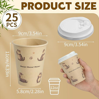12 OZ 25 Pack Disposable Cups Paper Coffee Cups - Image 3
