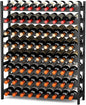 Wine Rack Freestanding Floor, Bamboo 8-Tier 69 Wine Bottle Holder Racks Countertop Cabinet Display, Wooden Stackable Modular Wine Storage Organizer Shelves for Kitchen Bar Cellar Dining Room Black