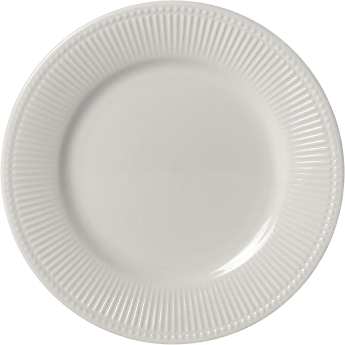 Tabletops Gallery Embossed Bone White Porcelain Round Dinnerware Collection- - Image 7