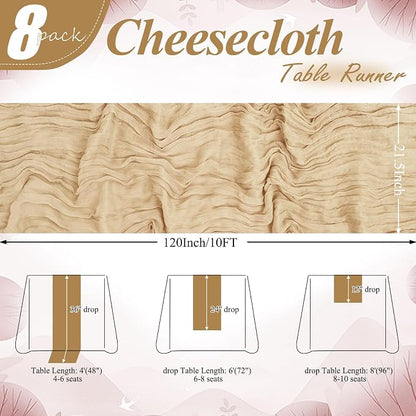 20 Pack Beige Cheesecloth Table Runner 10FT Long Boho Gauze Fabric Table Runner - Image 2