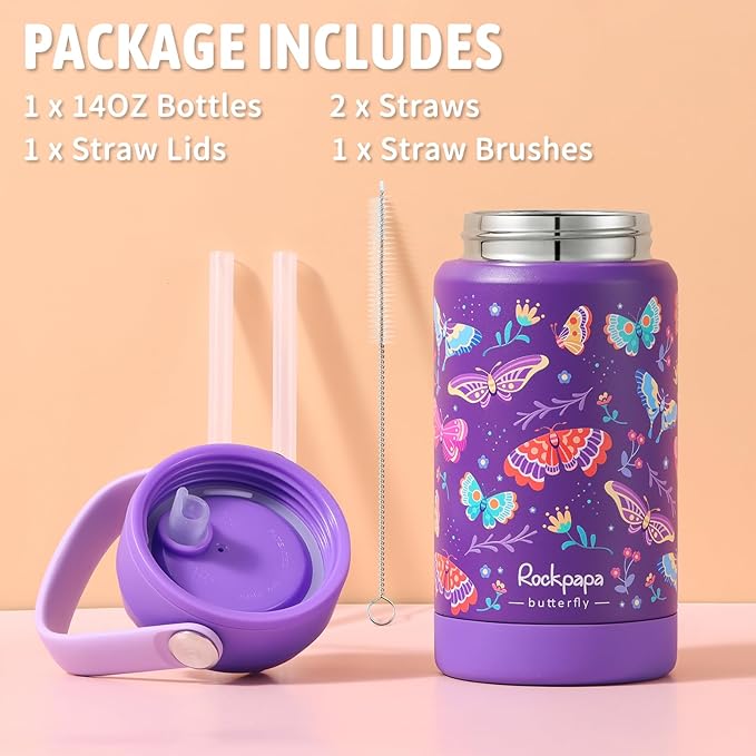 rockpapa 14 oz Kids Insulated Water Bottle，Stainless Steel Toddler Cups - Image 6