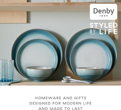 Denby - Azure Haze Coupe Cereal Bowls Set of 6-820ml, 6.75in - Dishwasher Microwave Safe - Blue Teal Reactive Glaze Ceramic Stoneware Soup Bowls Tableware - Scratch Chip Resistant