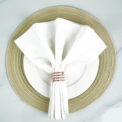 Jofefe 6Pcs Rose Gold Napkin Rings Round Napkin Ring Set Napkin Holders - Image 2