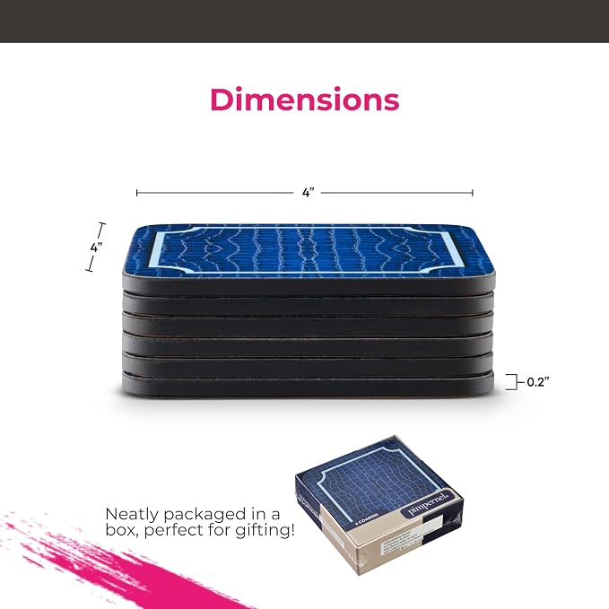 Pimpernel Blue Croc Leather Coasters, Heat & Stain Resistant Lacquered Finish - Image 2