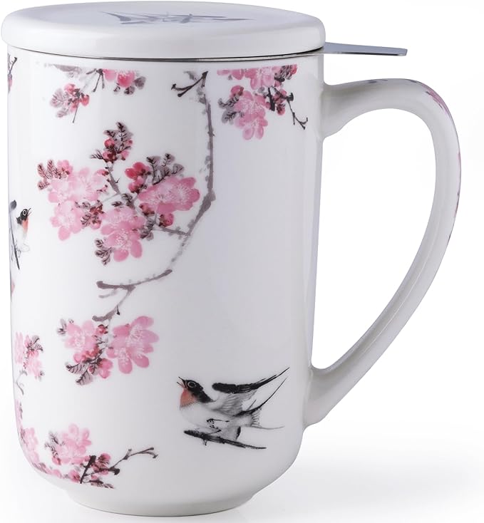 AmorArc Tea Cup With Infuser and Lid, 18oz Loose Leaf Tea Mug With Steeper | by AmorArc