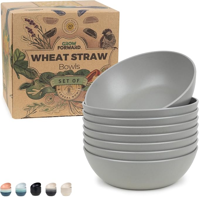 Grow Forward Premium Wheat Straw Bowls Set of 8 by GrowForward