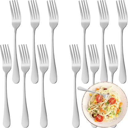 24 Piece Dinner Forks Set, Food-Grade Stainless Steel Forks Silverware by WISKEMA