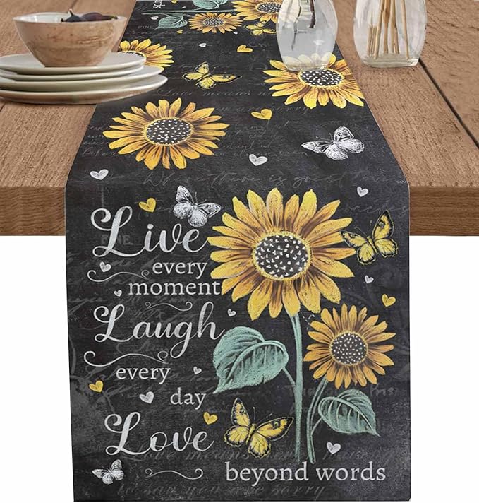 Retro Sunflower Table Runners 90 Inches Long, Spring Summer Farmhouse Table by Unknown