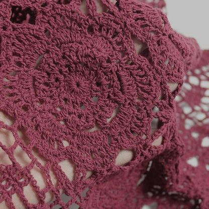 Cotton Handmade Crochet Lace Oval Table Runner Wine Red 12x60 Inch - Image 4