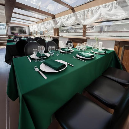 8 Pack Dark Green Tablecloth 60 x 102 Inch Rectangular Table Cloth for 6 Foot Rectangle Tables, Hunter Green Wrinkle Resistant Washable Polyester Fabric for Buffet Wedding Party Banquet