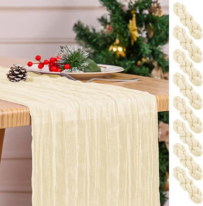 8 Pack Ivory Table Runner 17 x 108inch Cheesecloth Table Runner Boho Gauze by Lumaycens