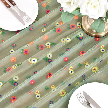 Flower Table Runner Floral Daisy Summer Birthday Party Garden Wedding Decor | - Image 4