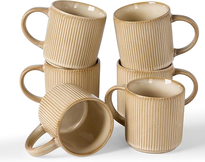 famiware Coffee Mug Set for 6, Star 12 oz Catering Mugs Cup Set by Famiware