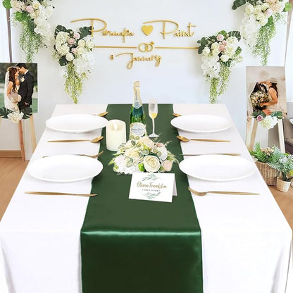 Forest Green Table Runners 20 Pack 12x108 inch Silk Satin Smooth Fabric | Satin - Image 2