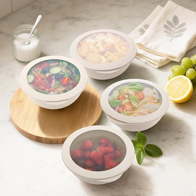 Wheat Straw Bowls Set with Lids, Unbreakable 40 OZ Large Cereal Bowls Set of 4 - Image 6