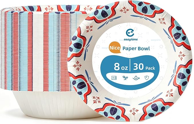 Paper Bowls Disposable Soup Bowl, Heavy Duty Printed Disposable Bowls Bulk by Unknown