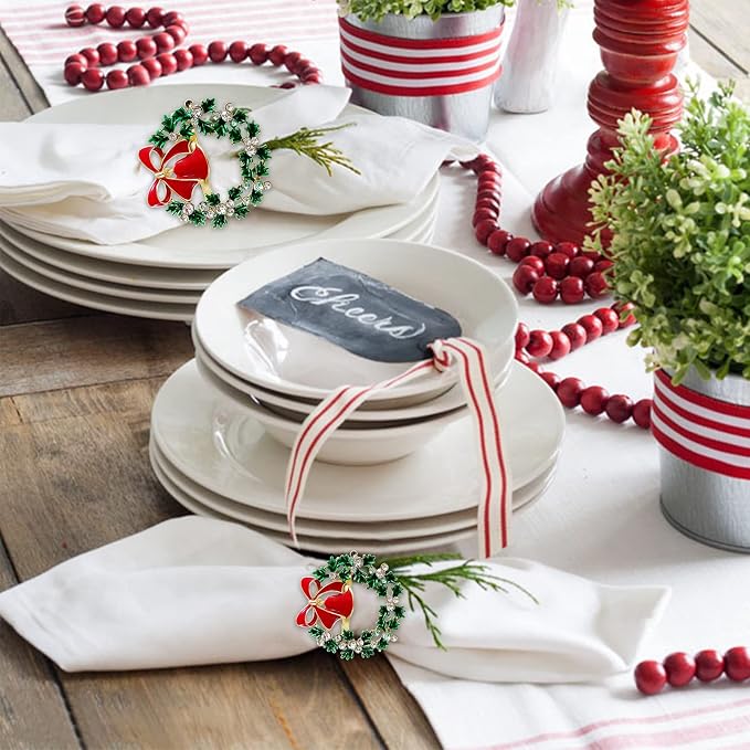 wonlex Christmas Napkin Rings Set of 6, Thanksgiving Day, Family Gatherings - Image 3