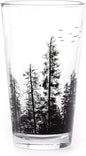 Black Lantern Pine Tree Forest Pint Glass Single 16oz Nature Beer Glass for Outdoor & Craft Brew Lovers