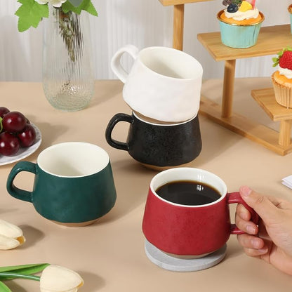 BYCNZB 13oz Ceramic Coffee Cups set of 4, Modern Mugs - Image 6