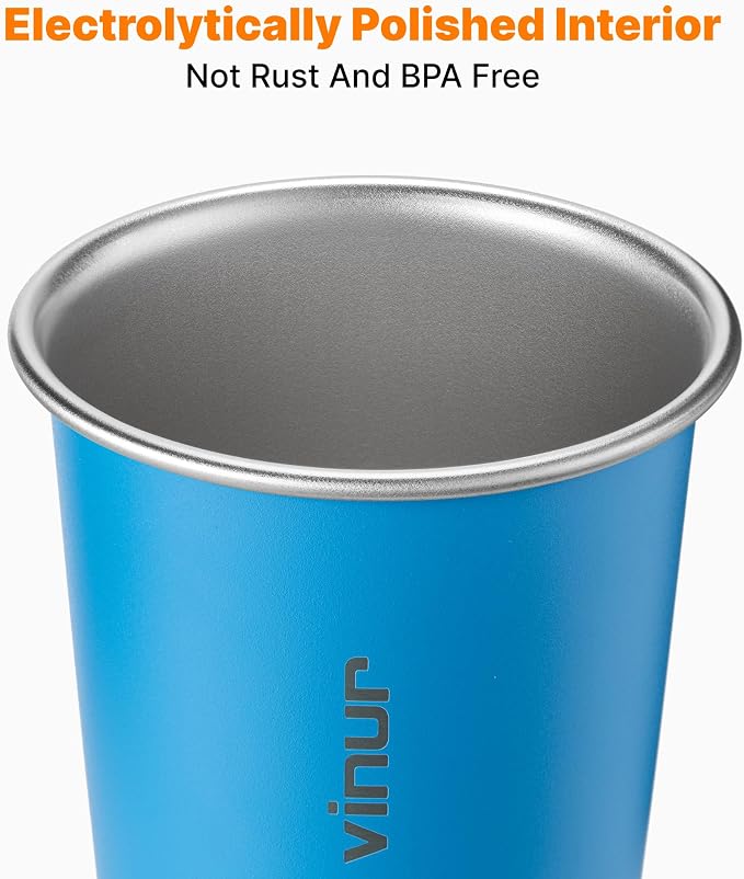 Stainless Steel Cups-20 oz Colorful Stackable Metal Drinking Glasses 6 Pcs | 20 - Image 3