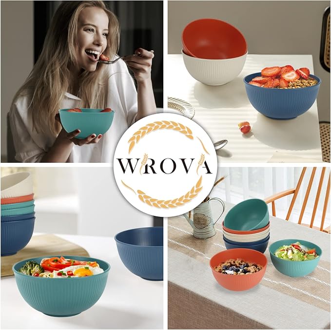 Wheat Straw Bowls Set of 8, Microwave Safe Bowls - Image 6