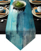 Turquoise and Grey Table Runner, Teal Abstract Modern Art Burlap Table Runners by AILUER