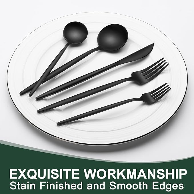 Matte Black Silverware Set 30 Piece, Wildone Stainless Steel Flatware Set - Image 5