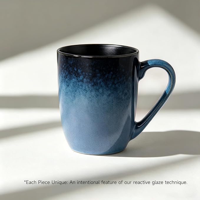 MONITO 14oz Ceramic Coffee Mugs Set of 6, Ice-Snow Blue Mugs - Image 7