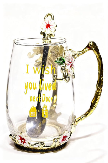 Unique Printing Glass Cup Flower Design Tea Cup Coffee Cup Ideal Christmas Gift by Guon-Wuvl