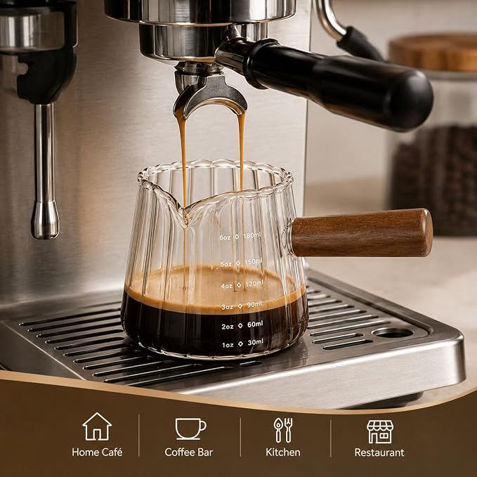 2 Pack Espresso Measuring Cup 6oz, Febwind Ribbed Borosilicate Glass Espresso - Image 6